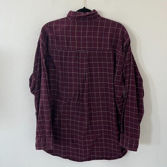 Bill Blass Mens Plaid Shirt Extra Large Tall XLT Maroon Cotton - Picture 10 of 16
